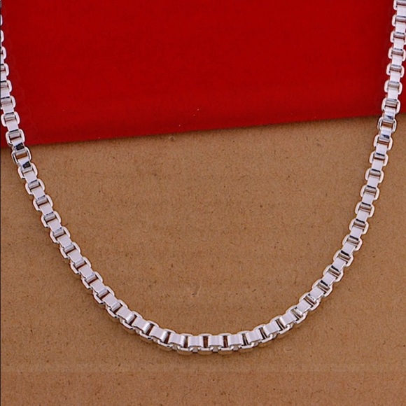 STERLING SILVER BOX CHAIN LINK NECKLACE BRACELET MATCHING SET - Picture 2 of 6